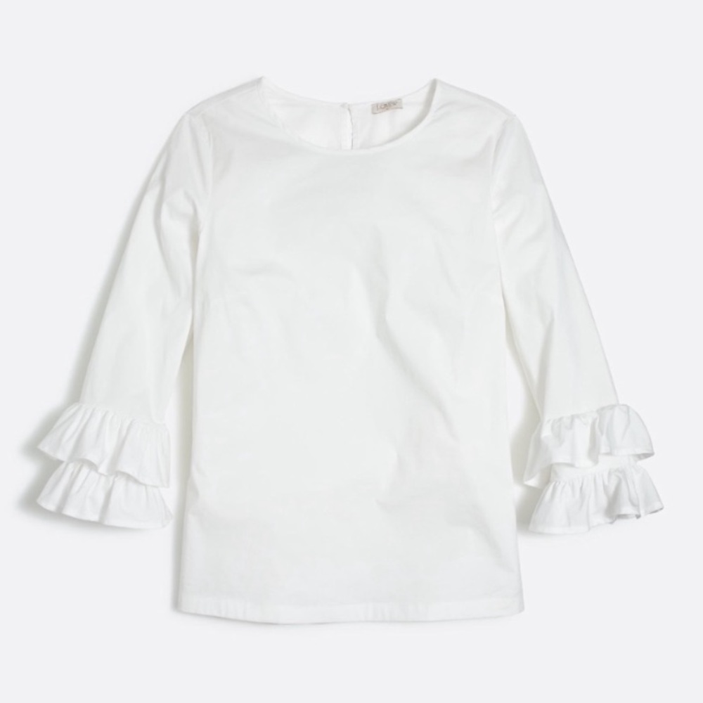 J. Crew Factory Double Ruffle Sleeve Blouse